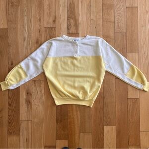 Vintage 80s Asap Womens Henley Yellow White Colorblock Sweater Size Small